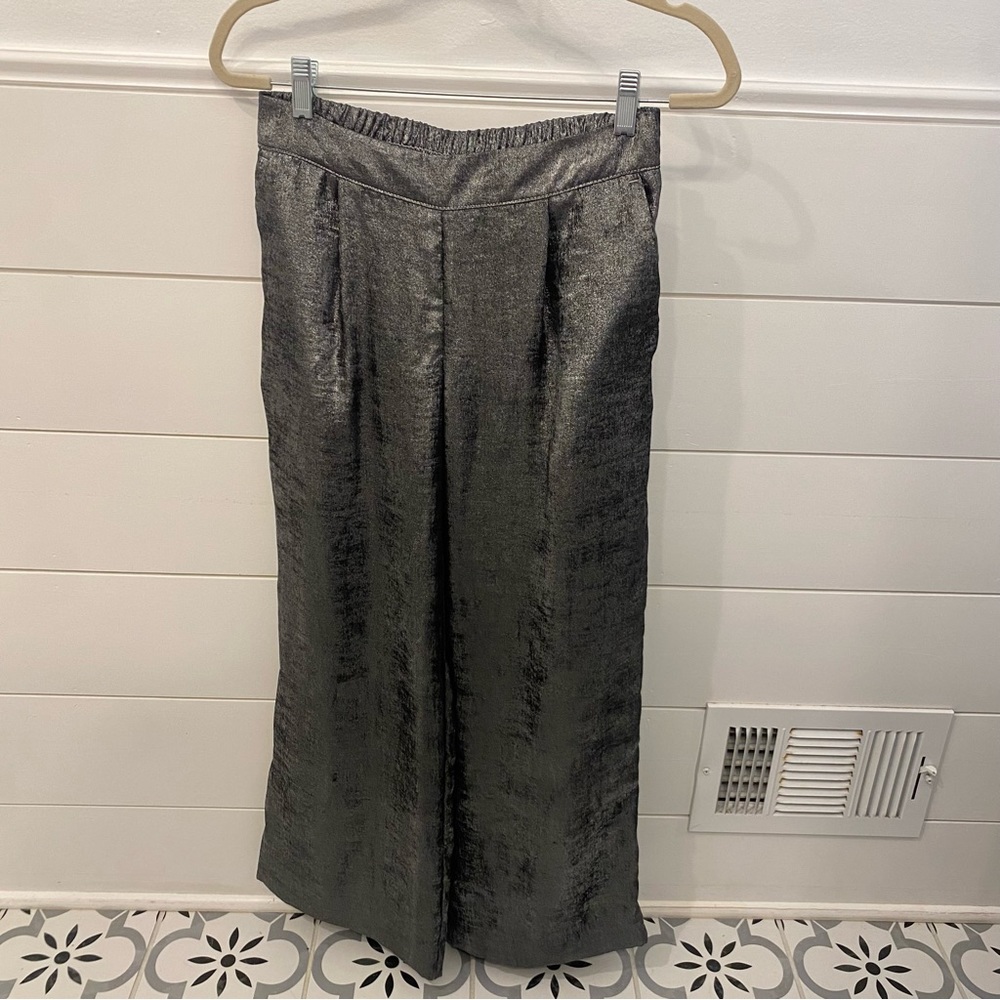 A New Day Silver Metallic Wide Leg Pants Size S